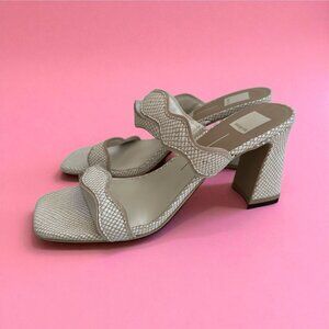 DOLCE VITA  Tan White Leather Double Strap Sandals Heels Size 12 NEW NWOB